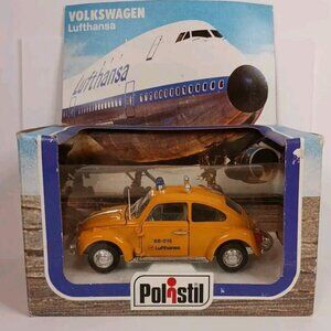 Polistil Volkswagon Beetle Lufthansa 88-015 VW Diecast 1:25 Yellow Italy